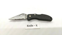 Maxam Small Black Falcon Folding Pocket Knife Lockback Combo Edge Plastic Handle