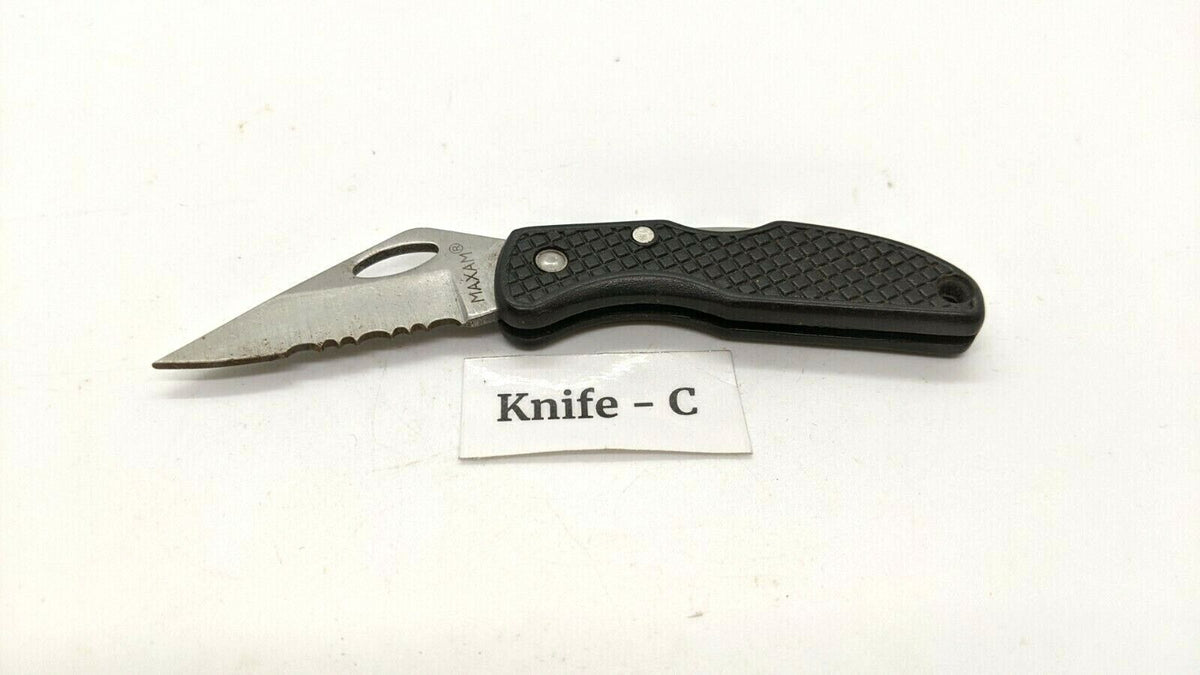 Maxam Small Black Falcon Folding Pocket Knife Lockback Combo Edge Plas ...