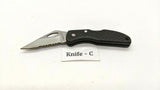 Maxam Small Black Falcon Folding Pocket Knife Lockback Combo Edge Plastic Handle