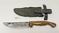 Kizlyar Russian Hunting Knife 5 1/2" Blade Hardwood Handle with Leather Sheath 5