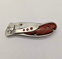 Winchester Drop Point Plain Edge Frame Lock Wood Inlay Handle Folding Pocket Kni