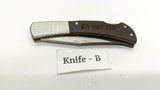Vtg Barlow Folding Pocket Knife Stainless Steel Bolster w/Wood Handle Lockback