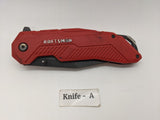 Craftsman Tactical Folding Pocket Knife Combo Edge Blade Liner Lock Red Plastic