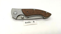 Ozark Trail Folding Pocket Knife Plain Edge Frame Lock Stainless Steel w/Wood