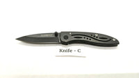 Guidesman Mini Skeleton Folding Pocket Knife Plain Edge Frame Black Stainless