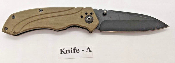 Camillus Titanium 7 3/4" Folding Pocket Knife 3 1/8" Plain Blade Tan G10 Handle