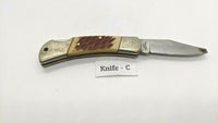 Sharp #800 Japan Folding Pocket Knife Single Plain Edge Lockback Stag/Antler