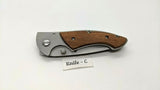 Ozark Trail Folding Pocket Knife Stainless Steel Framelock Plain Edge Wood Inlay