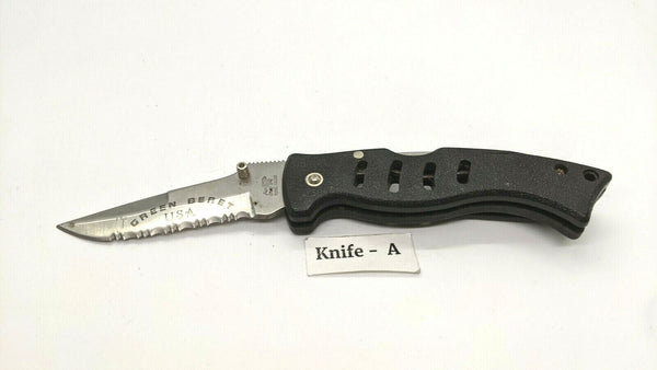 Frost Cutlery Green Beret USA Folding Pocket Knife Lockback Serrated Edge Black