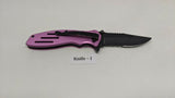 Smith & Wesson Extreme Ops SWA24SP Folding Pocket Knife Combo Edge Liner Pink