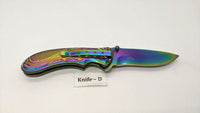 Femme Fatale FF-A008 Folding Pocket Knife Spring Assisted Rainbow Plain Liner SS