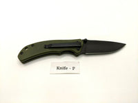 Ozark Trail 19460 Folding Pocket Knife Plain Edge Liner Lock Black SS Green G10