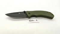 Ozark Trail 19460 Folding Pocket Knife Plain Edge Liner Lock Black SS Green G10