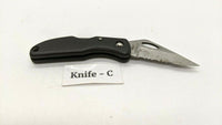 Maxam Small Black Falcon Folding Pocket Knife Lockback Combo Edge Plastic Handle