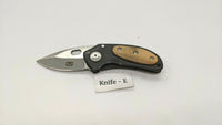 True Utility Folding Pocket Knife Frame Lock Plain Stainless Steel & Wood Handle