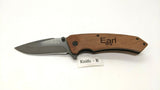 OzKurt All Wood Handle Folding Pocket Knife Personalized Plain Edge Liner Lock