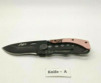 Realtree AP Pink Camo Folding Pocket Knife Plain Edge Frame Lock Blk Stainless