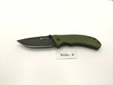 Ozark Trail 19460 Folding Pocket Knife Plain Edge Liner Lock Black SS Green G10