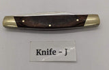 Buck #379 Solo Folding Pocket Knife 3 Pin Wood Handle Brass Bolsters Clip Point