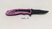 Smith & Wesson Extreme Ops SWA24SP Folding Pocket Knife Combo Edge Liner Pink