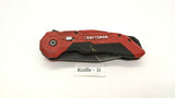 Craftsman Tactical Folding Pocket Knife Combo Edge Blade Liner Lock Red Plastic