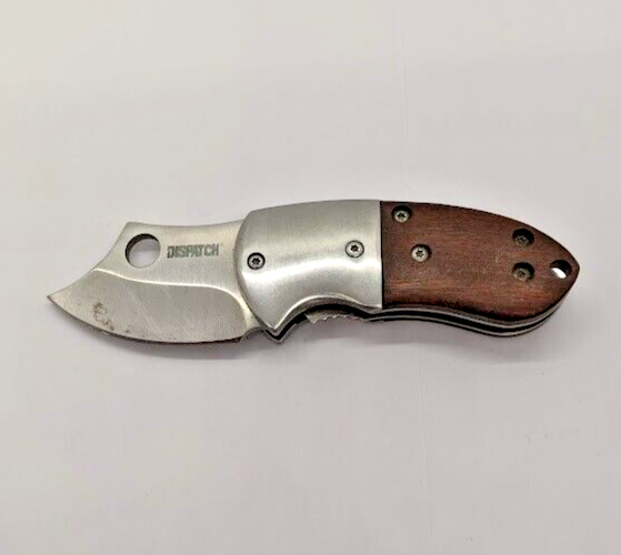Dispatch Mini Clip Point Plain Edge Frame Lock Wood Handle Folding Pocket Knife