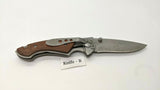 Ozark Trail Folding Pocket Knife Stainless Steel Framelock Plain Edge Wood Inlay