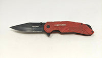 Craftsman Tactical Folding Pocket Knife Combo Edge Blade Liner Lock Red Plastic