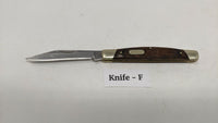 Buck #379 Solo Folding Pocket Knife 3 Pin Wood Handle Brass Bolsters Clip Point