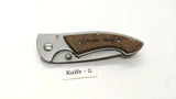 Ozark Trail Folding Pocket Knife Stainless Steel Framelock Plain Edge Wood Inlay