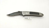 Eddie Bauer Titanium Coated Combo Folding Pocket Knife Button Lock Stainless