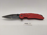 Craftsman Tactical Folding Pocket Knife Combo Edge Blade Liner Lock Red Plastic