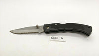 Ozark Trail Folding Pocket Knife Combo Edge Lockback Black Plastic Stainless