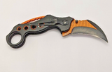 Black Legion BV435 Orange Blaze Karambit Plain Edge Folding Pocket Knife
