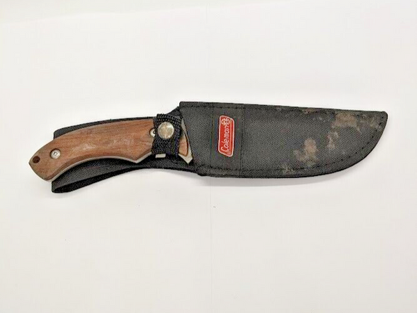 Coleman Drop Point Plain Edge Fixed Blade Wood Handle Hunting Knife Wi ...