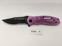 Smith & Wesson Extreme Ops SWA24SP Folding Pocket Knife Combo Edge Liner Pink