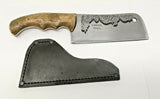 Kizlyar Russian Made 6 Inch Cleaver Hardwood Handle with Brown Leather Sheath