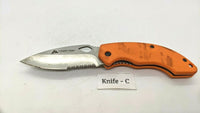 Ozark Trail Outdoor Equipment Folding Pocket Knife Combo Edge Liner Lock Orange