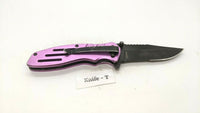 Smith & Wesson Extreme Ops SWA24SP Folding Pocket Knife Combo Edge Liner Pink