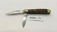 Steel Warrior 2-Blade Peanut Folding Pocket Knife Red Bone Plain Brass Bolsters