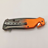 Tac Force Speedster Orange Black EMT Drop Point Combination Blade Folding Knife