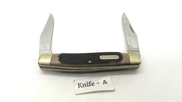 Schrade 77OT Old Timer Folding Pocket Knife 2 SS Blades Sawcut Delrin Handle