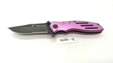 Smith & Wesson Extreme Ops SWA24SP Folding Pocket Knife Combo Edge Liner Pink