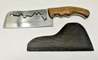Kizlyar Russian Made 6 Inch Cleaver Hardwood Handle with Brown Leather Sheath