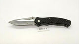 Stanley Tactical Folding Pocket Knife Black Rubber Handle Plain Liner Lock