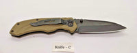 Camillus Titanium 7 3/4" Folding Pocket Knife 3 1/8" Plain Blade Tan G10 Handle