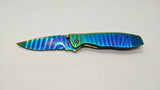 Sheffield Rainbow Folding Pocket Knife Combo Edge Frame Lock Stainless Steel