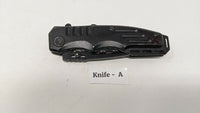 Grand Way Tactical Folding Pocket Knife Assisted Liner Plain Edge 440C Steel Blk