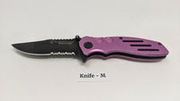 Smith & Wesson Extreme Ops SWA24SP Folding Pocket Knife Combo Edge Liner Pink