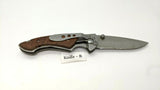 Ozark Trail Folding Pocket Knife Plain Edge Frame Lock Stainless Steel w/Wood